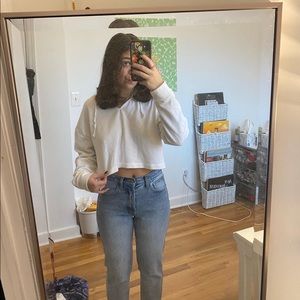 White Cropped Hoodie